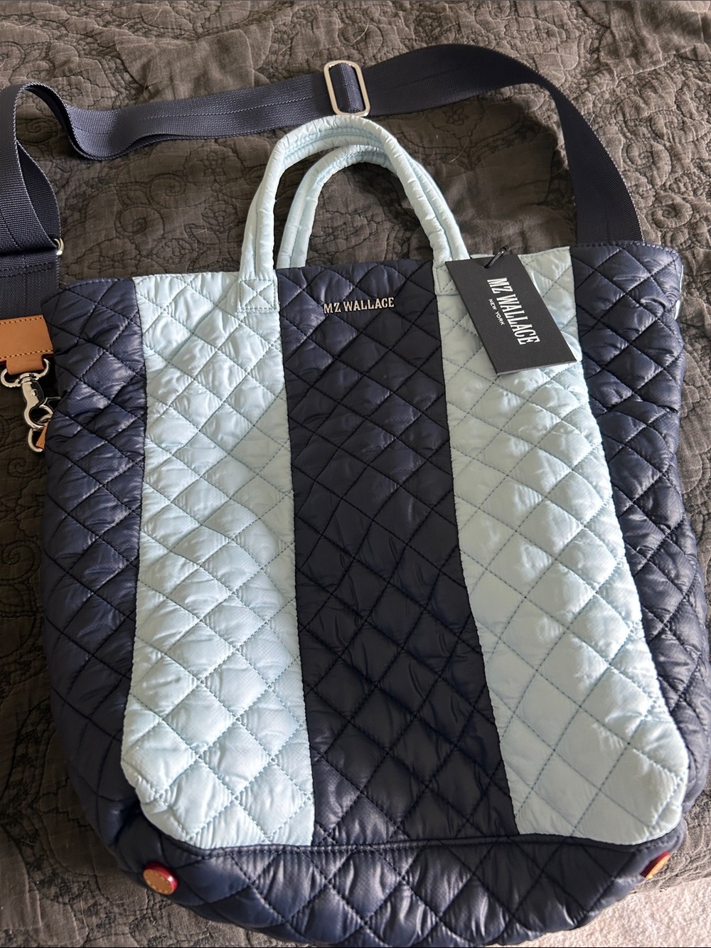 MZ Wallace Cabana  Tote in Light Blue and Navy